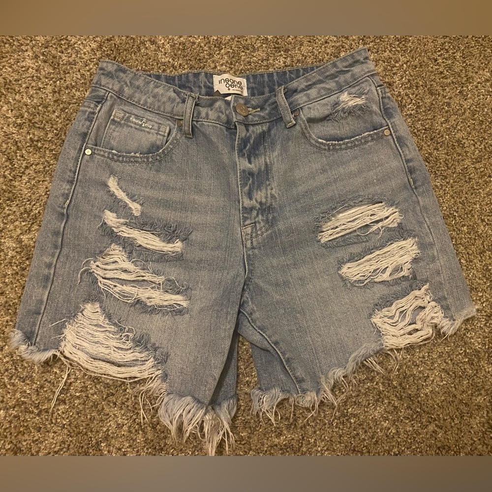 Women's Distressed Blue Denim Shorts